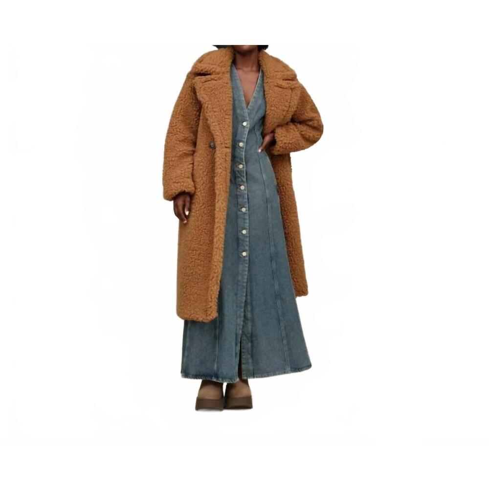 NEW UGG gertrude long teddy coat in chestnut